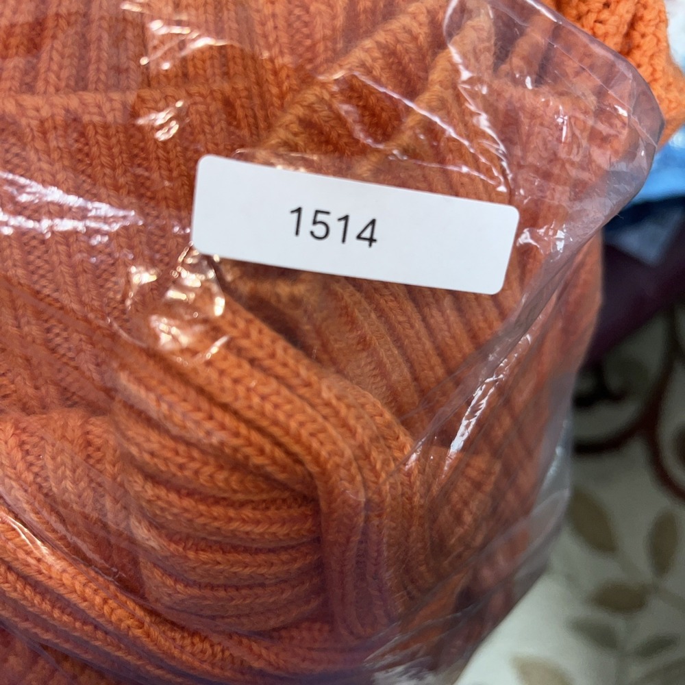 Vintage Chunky knit Pure Virgin Wool Turtleneck Orange Women's 12 - Picture 9 of 9